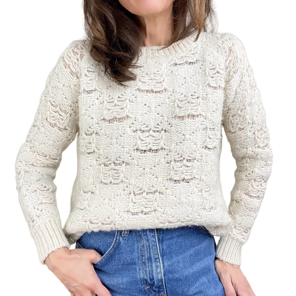IRO Maya Cream Color Chunky Knit Crew Neck Sweater Size 1